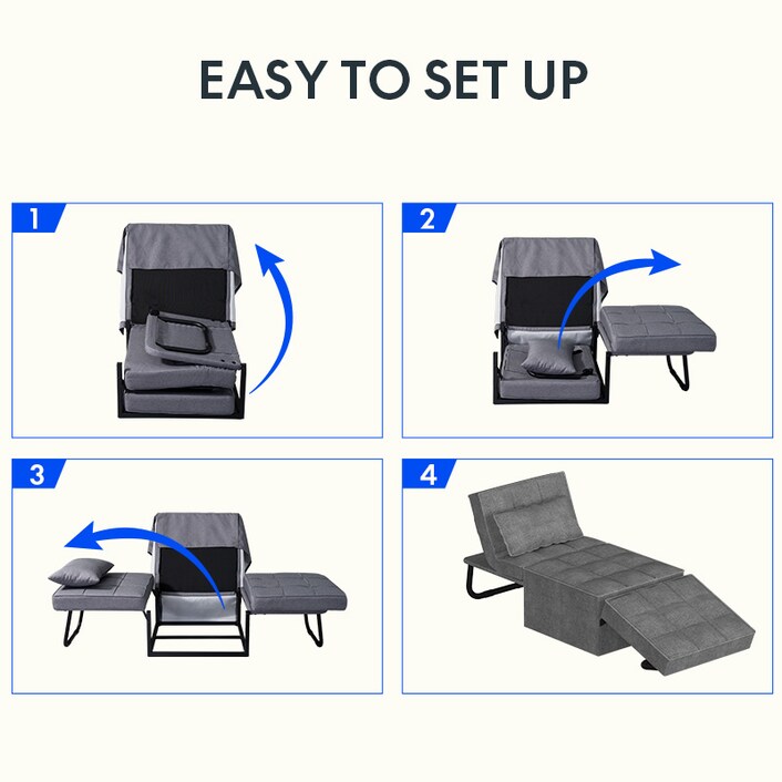 4 in 1 Convertible Sofa Bed with Adjustable Backrest FlexiSpot UK